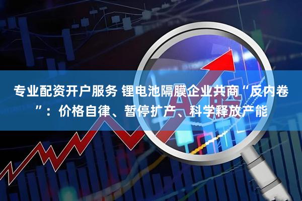 专业配资开户服务 锂电池隔膜企业共商“反内卷”：价格自律、暂停扩产、科学释放产能